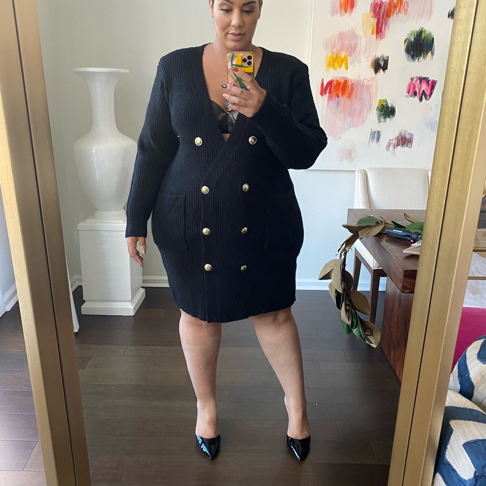 Black Cable Knit Cardigan style Dress